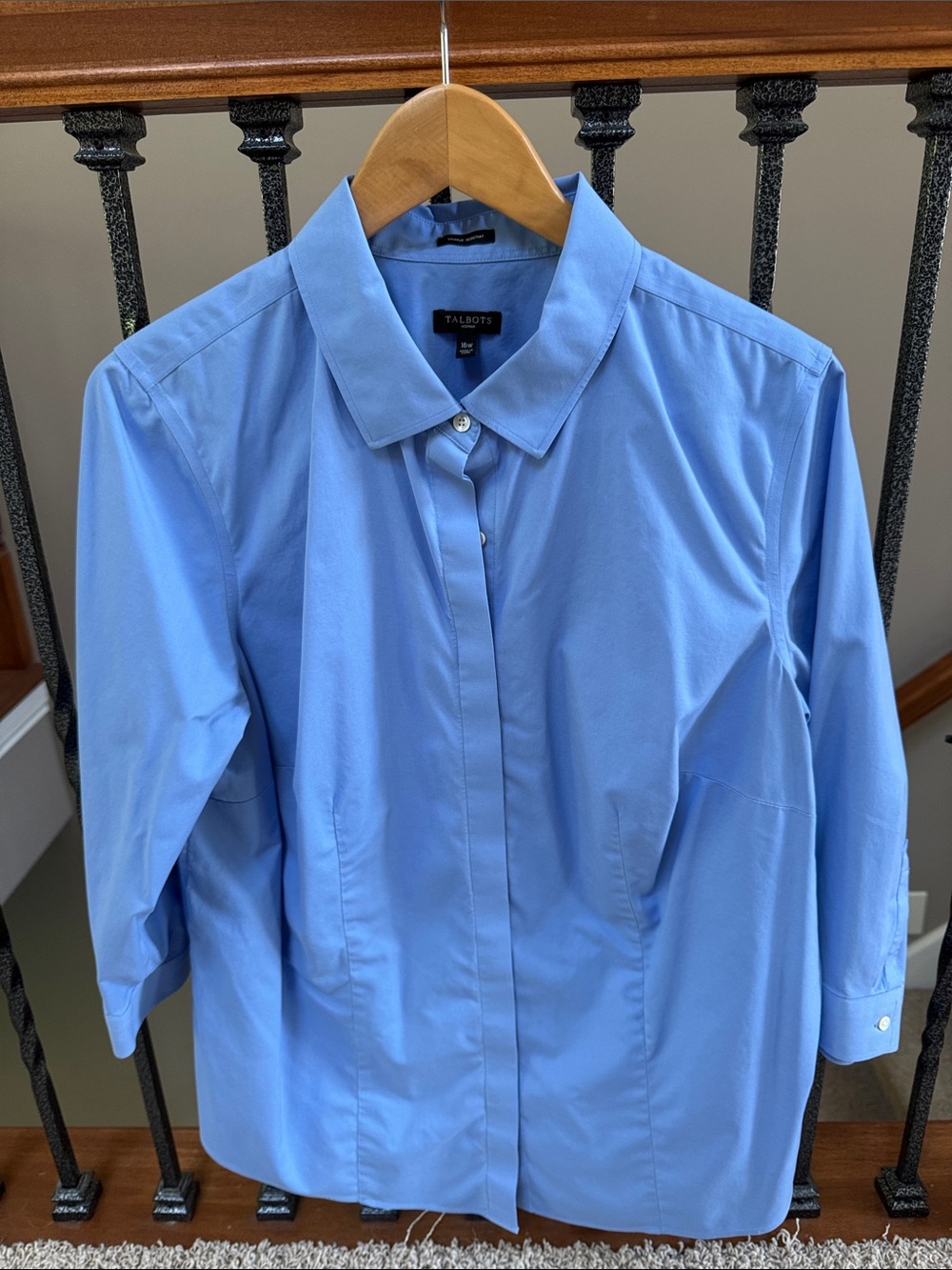 Talbots Sky Blue Concealed Placket Blouse 16W